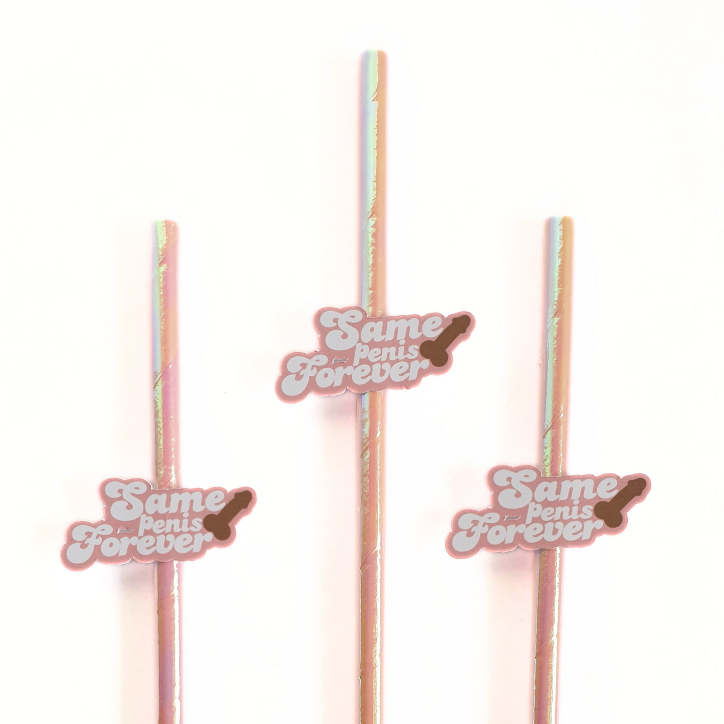 Same Penis Forever Hen Party Straws – Dark Skin | Set of 10 | Funny Bachelorette Drink Decor