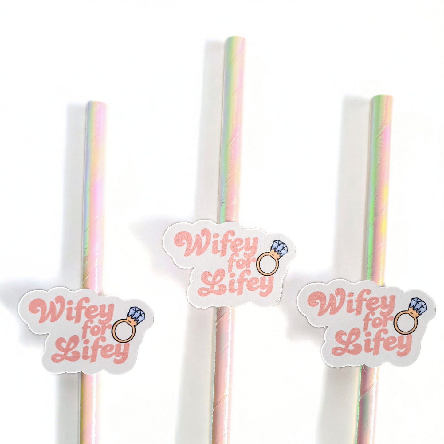 Wifey for Lifey Hen Party Straws | Set of 10 | Bridal Shower & Bachelorette Drink Decor
