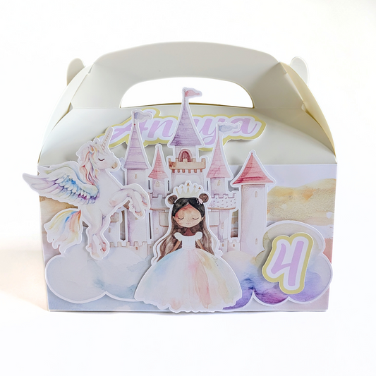 🦄 Personalised Princess Castle & Unicorn Party Boxes – Set of 10
