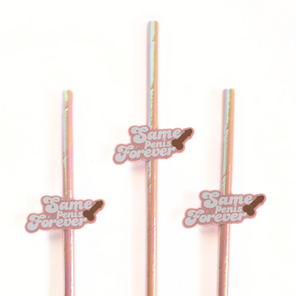 Same Penis Forever Hen Party Straws – Dark Skin | Set of 10 | Funny Bachelorette Drink Decor