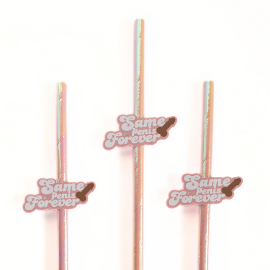 Same Penis Forever Hen Party Straws – Dark Skin | Set of 10 | Funny Bachelorette Drink Decor