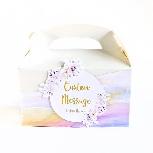 🌸 Personalised Pastel Florals (Offset Badge) Party Boxes – Set of 10