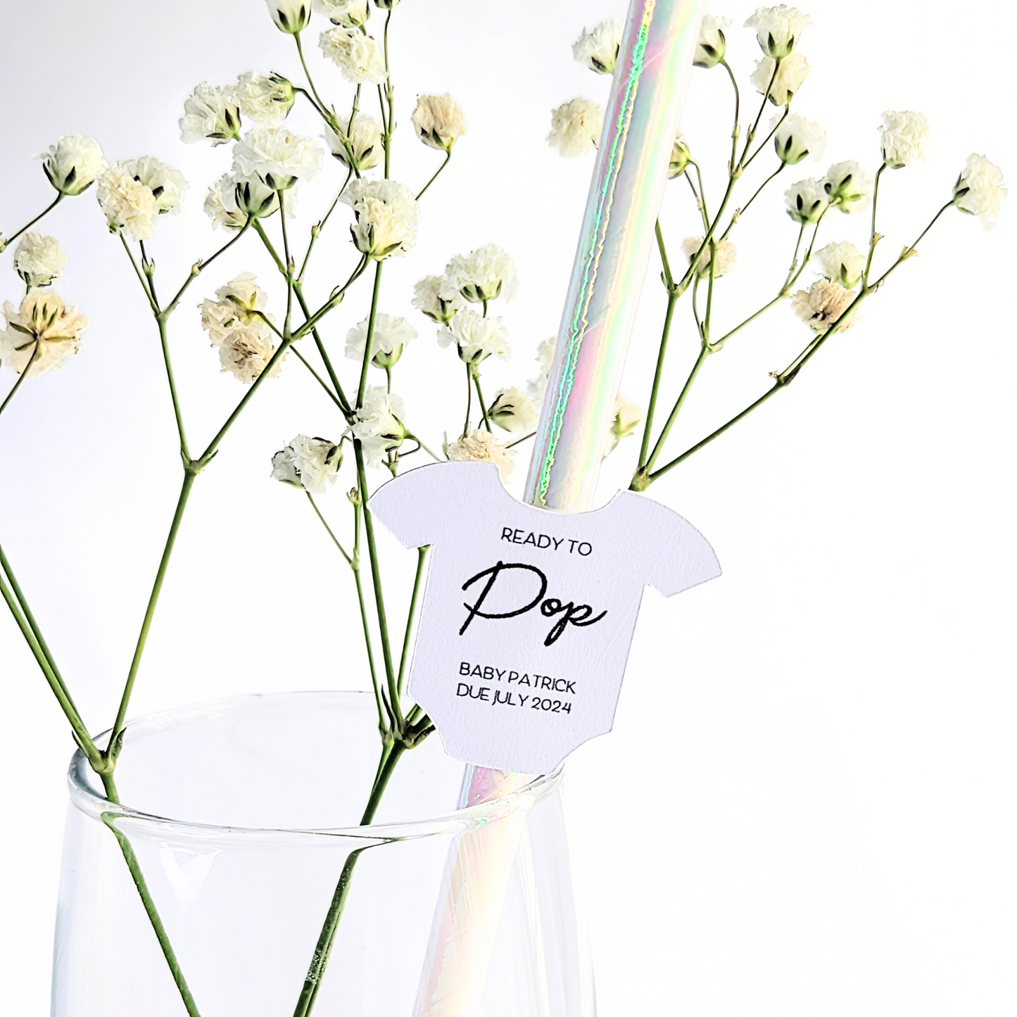 Ready to Pop Baby Shower Paper Straws – Set of 10 (Personalised)