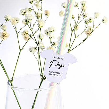 Ready to Pop Baby Shower Paper Straws – Set of 10 (Personalised)
