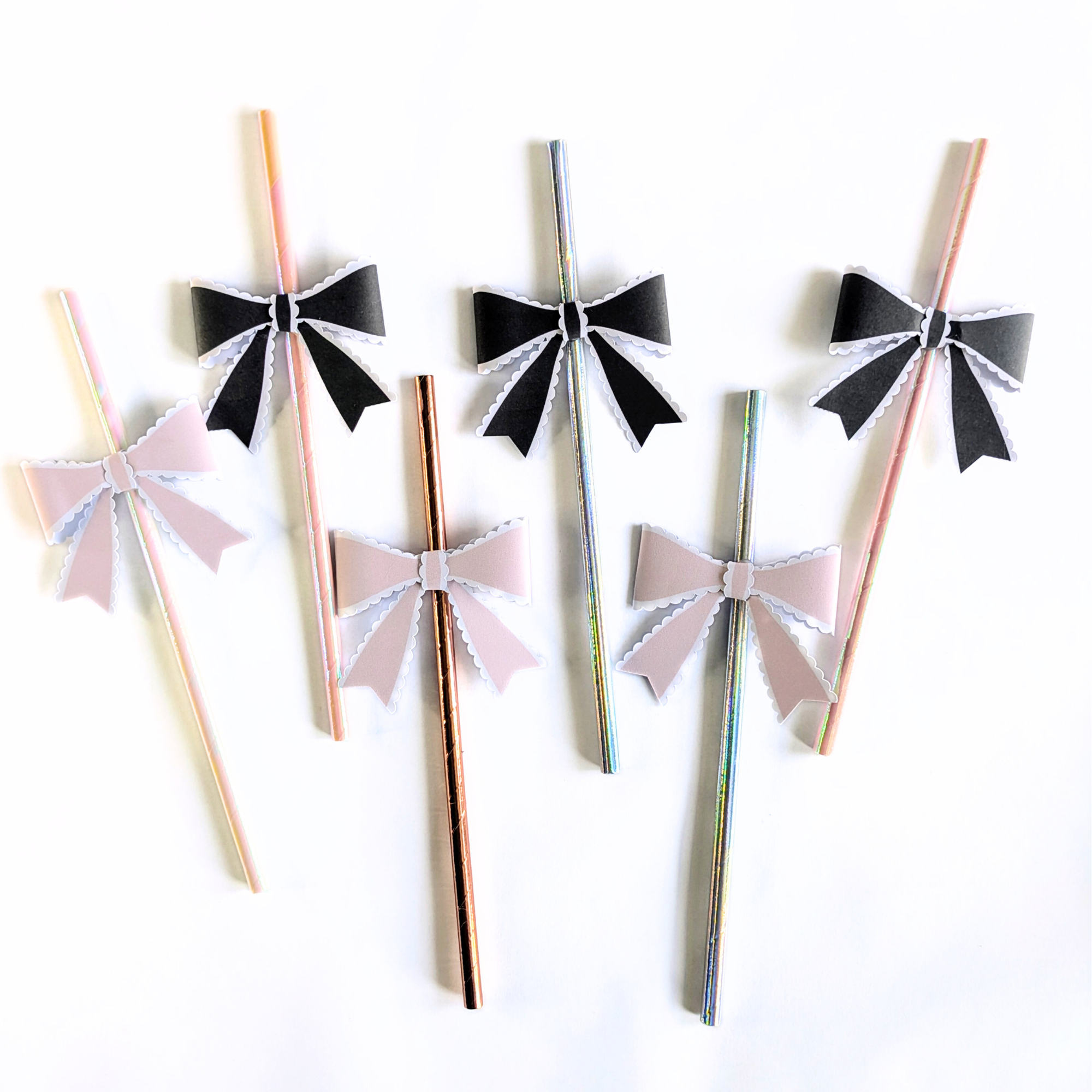 🎀 Bow Topper Paper Straws – Set of 10 – CreateMyCraft
