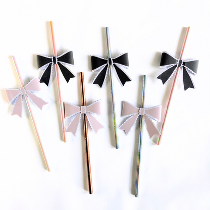 🎀 Bow Topper Paper Straws – Set of 10