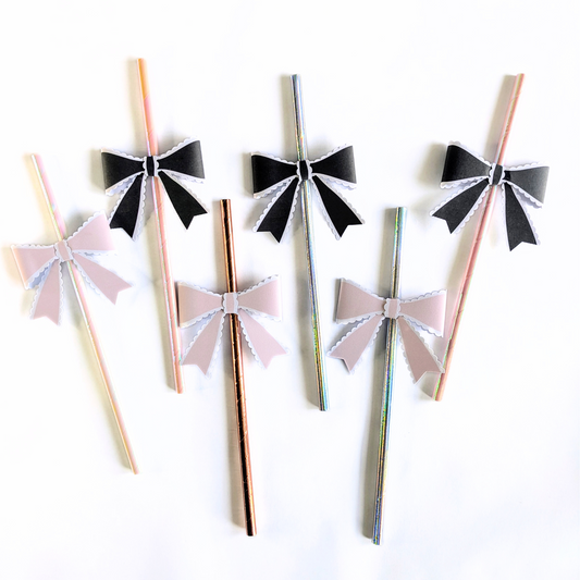 🎀 Bow Topper Paper Straws – Set of 10