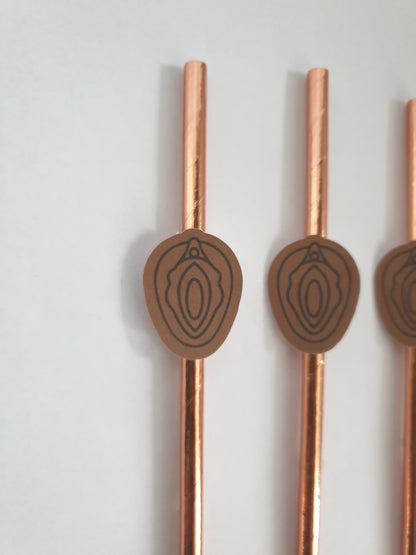 Vulva Hen Party Straws – Brown Design | Set of 10 | Funny Bachelorette Drink Decor