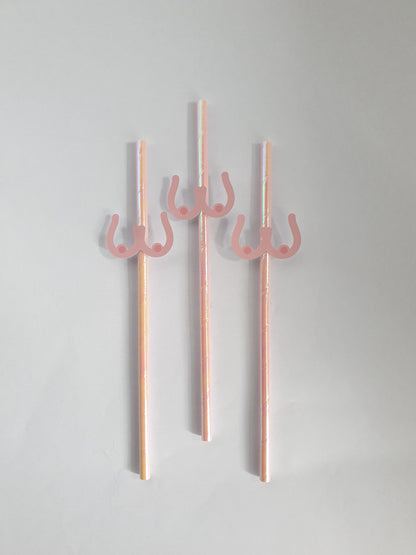 Boobs Hen Party Straws – Pink Design | Set of 10 | Funny Bachelorette Drink Accessories