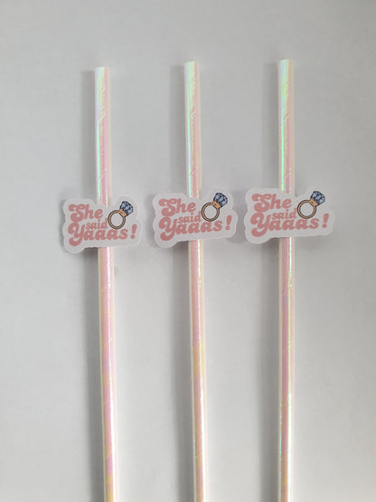 She Said Yaaas! Hen Party Straws | Set of 10 | Engagement & Bridal Shower Drink Decor