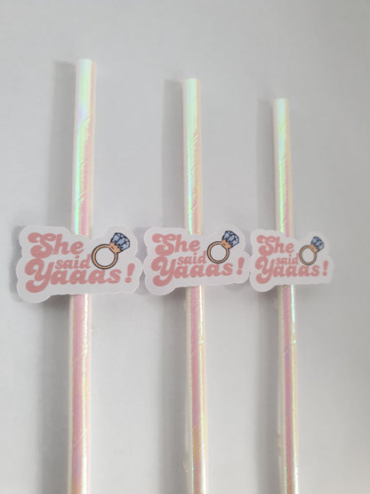 She Said Yaaas! Hen Party Straws | Set of 10 | Engagement & Bridal Shower Drink Decor