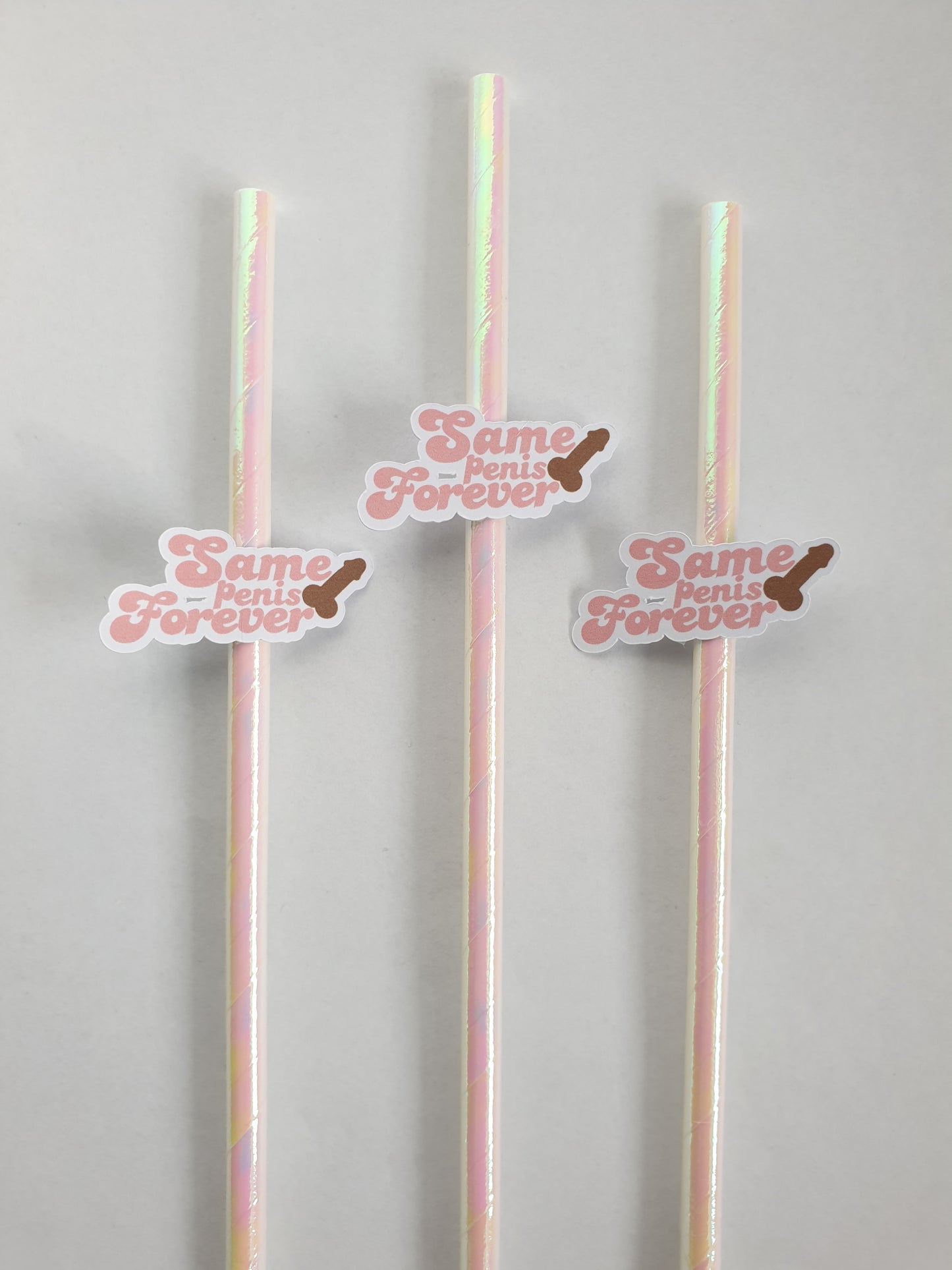 Same Penis Forever Hen Party Straws – Dark Skin | Set of 10 | Funny Bachelorette Drink Decor