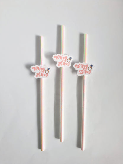 Wifey for Lifey Hen Party Straws | Set of 10 | Bridal Shower & Bachelorette Drink Decor