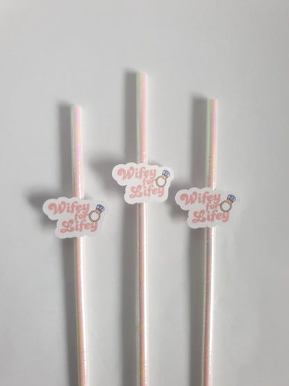 Wifey for Lifey Hen Party Straws | Set of 10 | Bridal Shower & Bachelorette Drink Decor