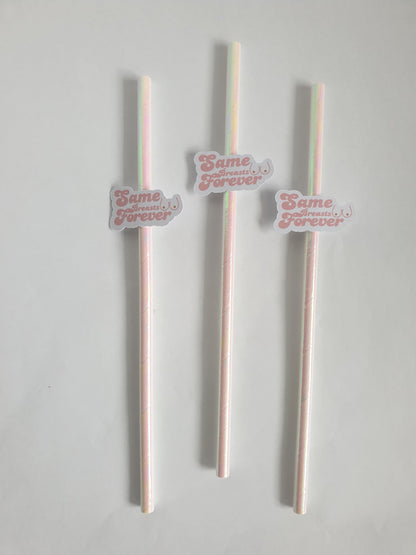 Same Breasts Forever Hen Party Straws | Set of 10 | Funny Bride To Be Bachelorette Party Decor