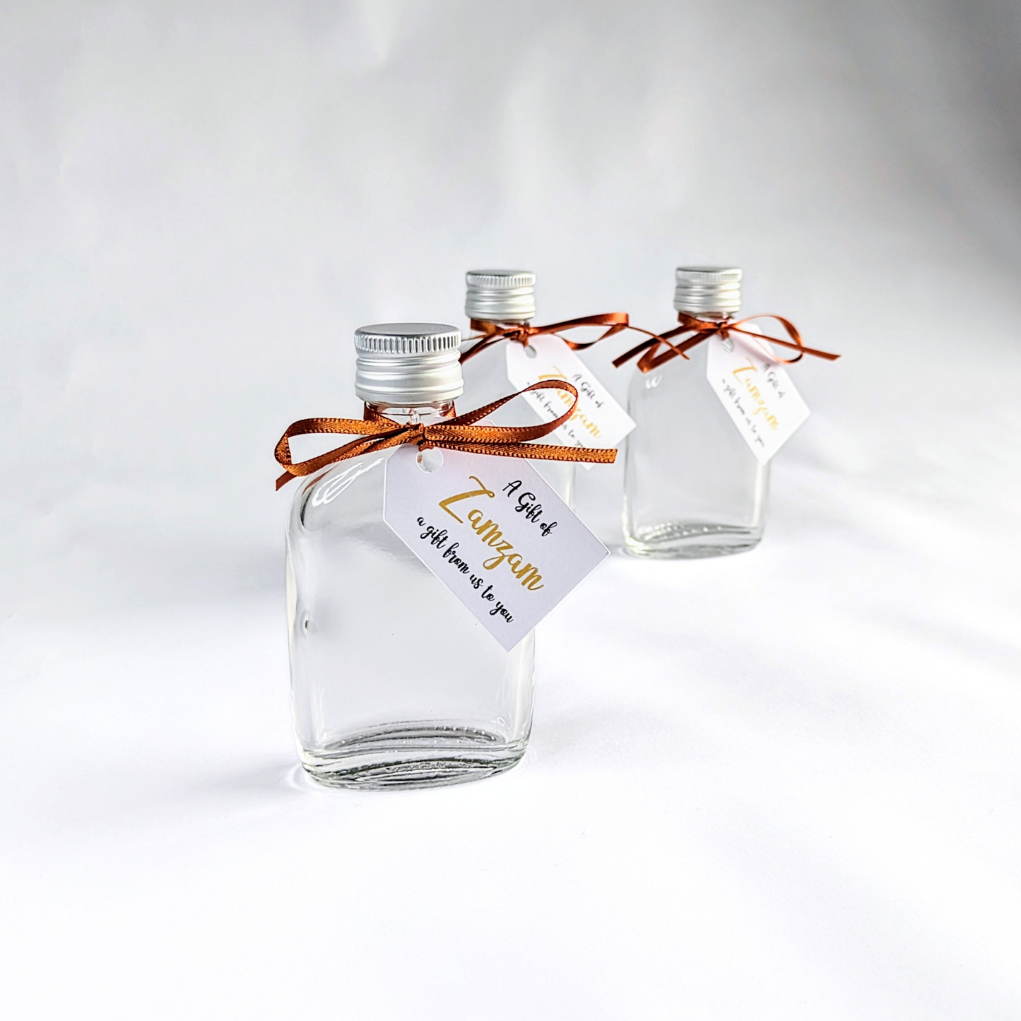 💧 Zamzam Mini Bottle Tags – Modern Script