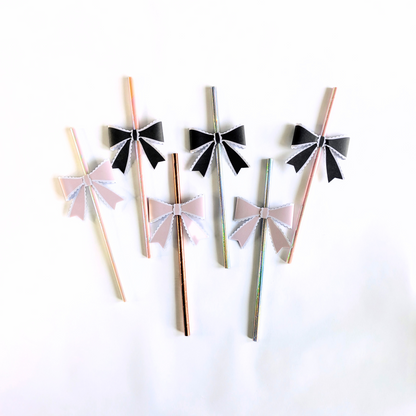 🎀 Bow Topper Paper Straws – Set of 10