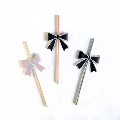 🎀 Bow Topper Paper Straws – Set of 10