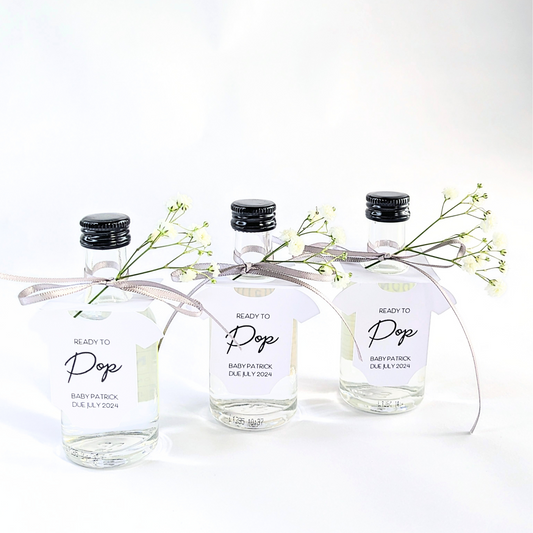 Ready to Pop Baby Shower Bottle Collars – Set of 10 (Personalised)