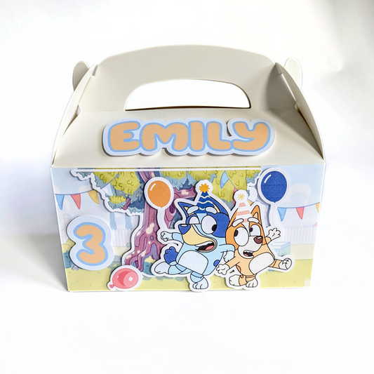 💙 Personalised Blue Dog Family Party Boxes – Set of 10