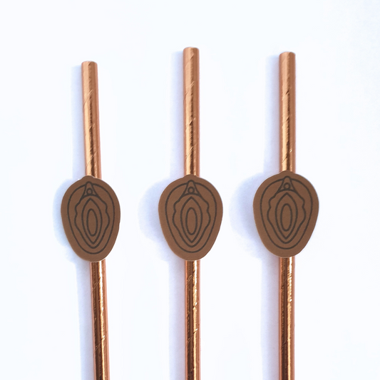 Vulva Hen Party Straws – Brown Design | Set of 10 | Funny Bachelorette Drink Decor