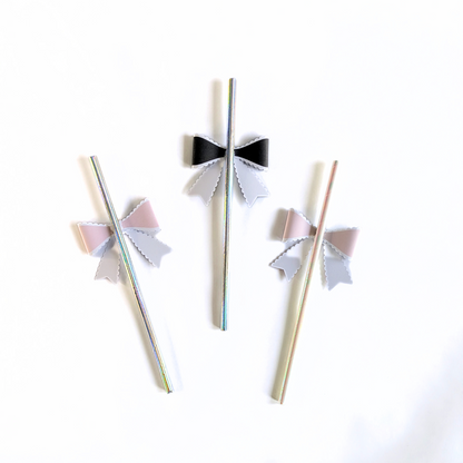 🎀 Bow Topper Paper Straws – Set of 10