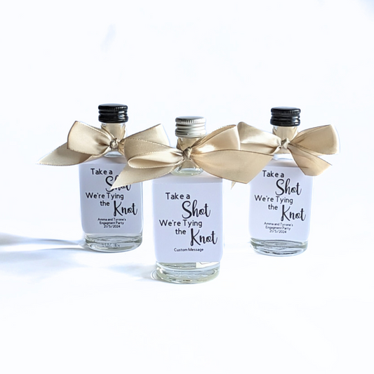 🍾 Take a Shot We’re Tying the Knot – Mini Bottle Tags (Set of 10)