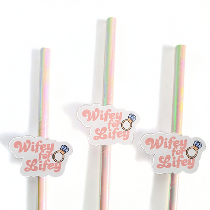 Wifey for Lifey Hen Party Straws | Set of 10 | Bridal Shower & Bachelorette Drink Decor