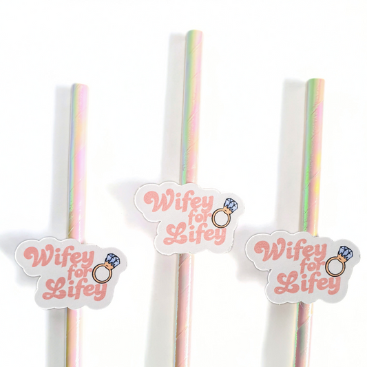 Wifey for Lifey Hen Party Straws | Set of 10 | Bridal Shower & Bachelorette Drink Decor