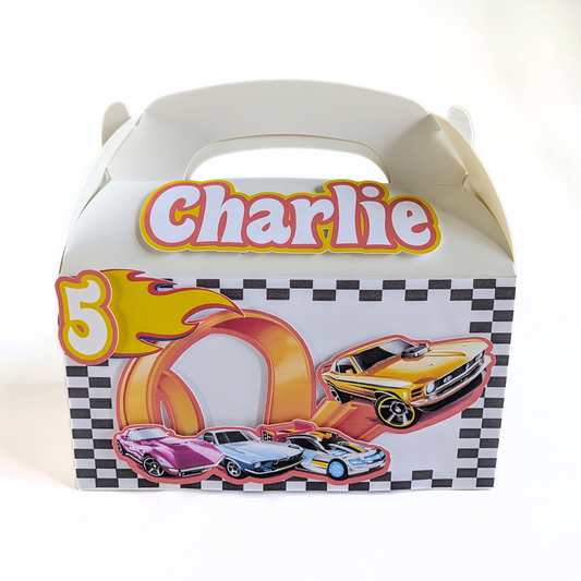 🏎️ Personalised Race Cars Track Party Boxes – Set of 10