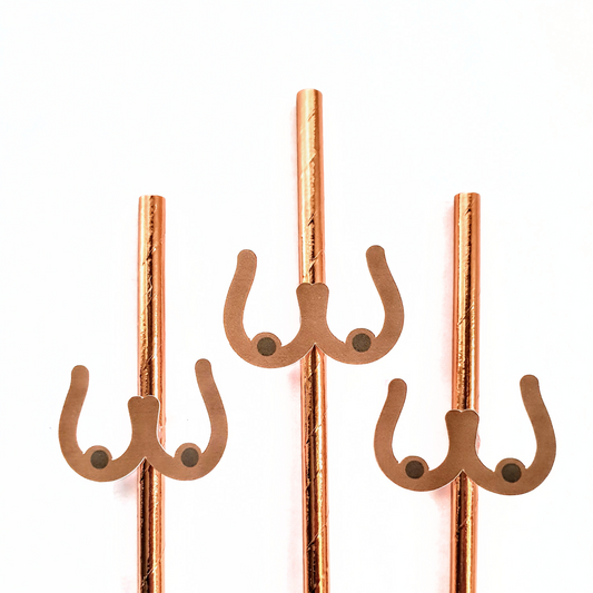 Boobs Hen Party Straws – Brown Design | Set of 10 | Funny Bachelorette Drink Accessories
