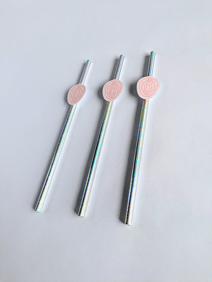 Vulva Hen Party Straws – Pink Design | Set of 10 | Funny Bachelorette Drink Decor