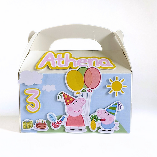 🐷 Personalised Peppa-Inspired Party Boxes – Set of 10