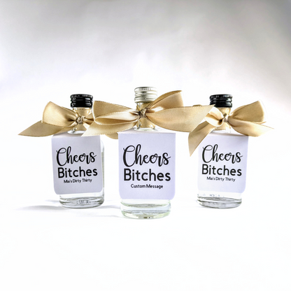 🍾 Cheers Bitches – Mini Bottle Tags (Set of 10)