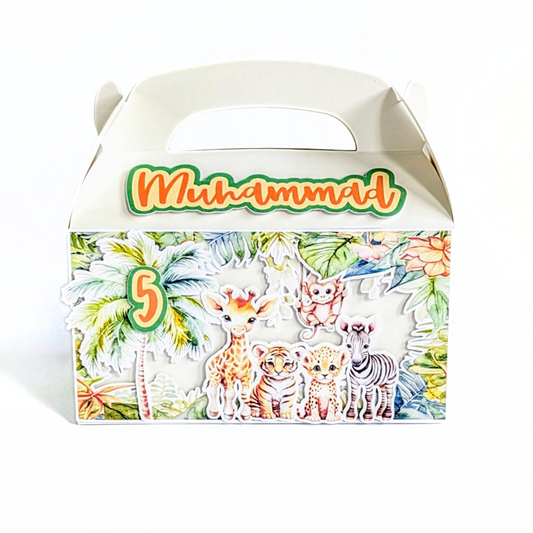 🦁 Personalised Jungle Animals Party Boxes – Set of 10