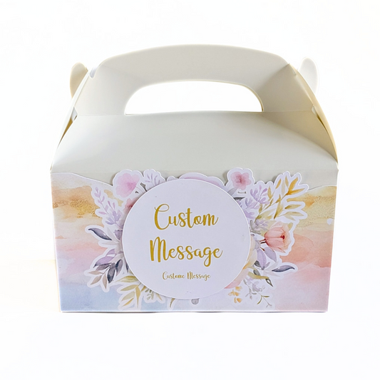 🌸 Personalised Pastel Florals (Round Badge) Party Boxes – Set of 10