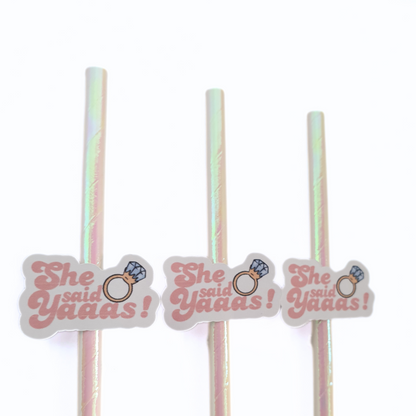 She Said Yaaas! Hen Party Straws | Set of 10 | Engagement & Bridal Shower Drink Decor