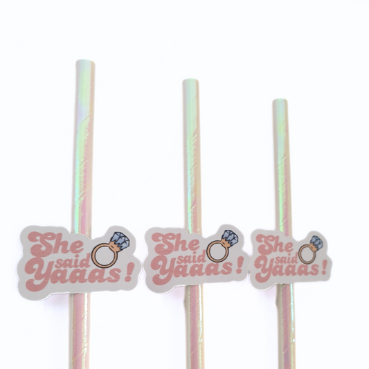 She Said Yaaas! Hen Party Straws | Set of 10 | Engagement & Bridal Shower Drink Decor